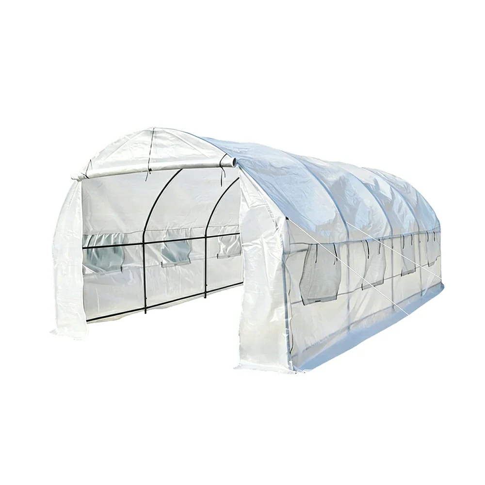 SOLARA Reinforced Outdoor Greenhouse Steel Frame High Light Transmission PE Cover Weatherproof for Garden Backyard Planting - White