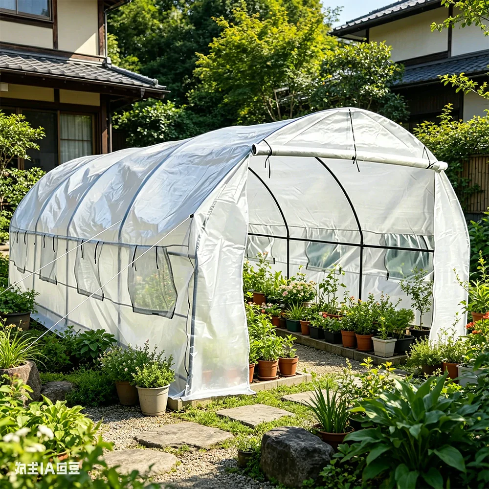 SOLARA Reinforced Outdoor Greenhouse Steel Frame High Light Transmission PE Cover Weatherproof for Garden Backyard Planting - White - Image 4