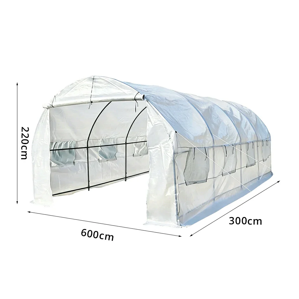 SOLARA Reinforced Outdoor Greenhouse Steel Frame High Light Transmission PE Cover Weatherproof for Garden Backyard Planting - White - Image 6