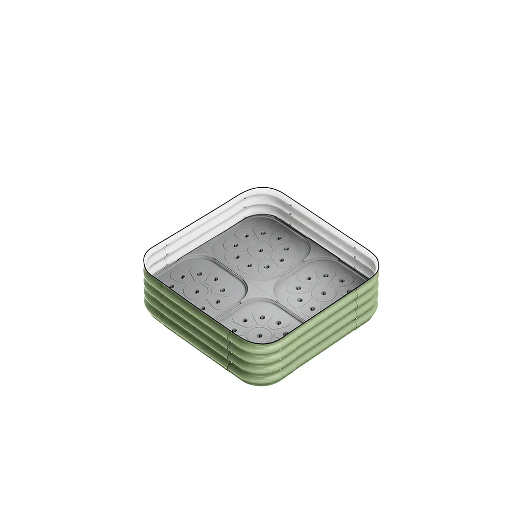 SOLARA Modular Raised Garden Bed with Water Reservoir Reinforced Outdoor Planter Box 80x80x28cm for Balcony Courtyard