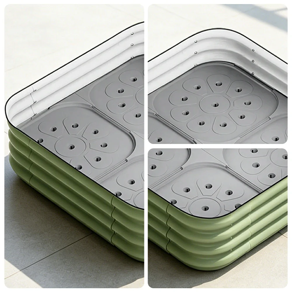 SOLARA Modular Raised Garden Bed with Water Reservoir Reinforced Outdoor Planter Box 80x80x28cm for Balcony Courtyard - Image 3