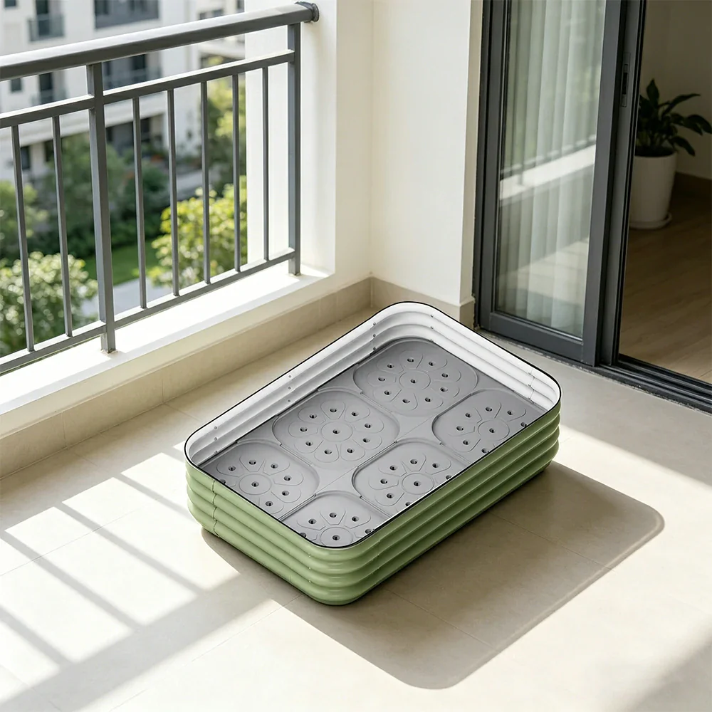 SOLARA Modular Raised Garden Bed with Water Reservoir Reinforced Outdoor Planter Box 120x80x28cm for Balcony Courtyard - Image 5
