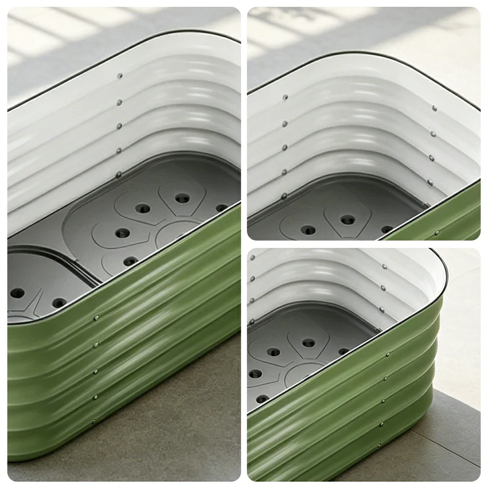 SOLARA Modular Raised Garden Bed with Water Reservoir Reinforced Outdoor Planter Box 80x40x43cm for Balcony Courtyard - Image 3
