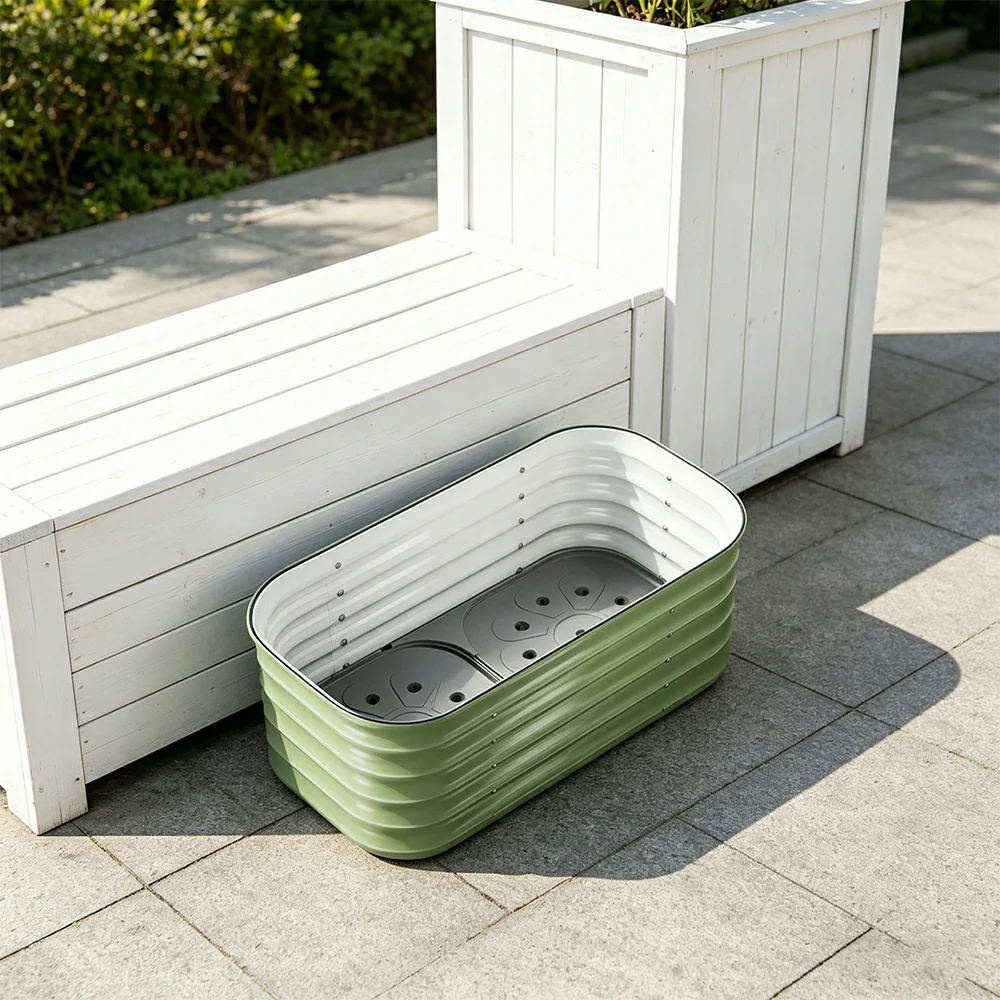 SOLARA Modular Raised Garden Bed with Water Reservoir Reinforced Outdoor Planter Box 80x40x43cm for Balcony Courtyard - Image 4