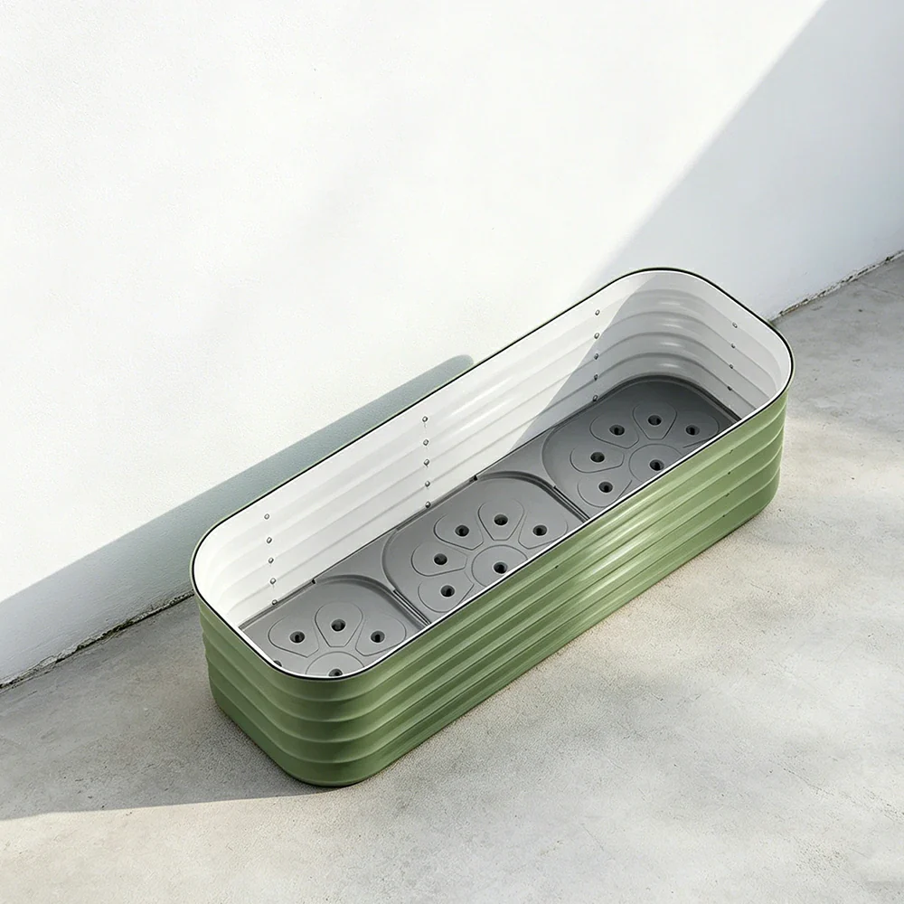 SOLARA Modular Raised Garden Bed with Water Reservoir Reinforced Outdoor Planter Box 120x40x43cm for Balcony Courtyard - Image 4