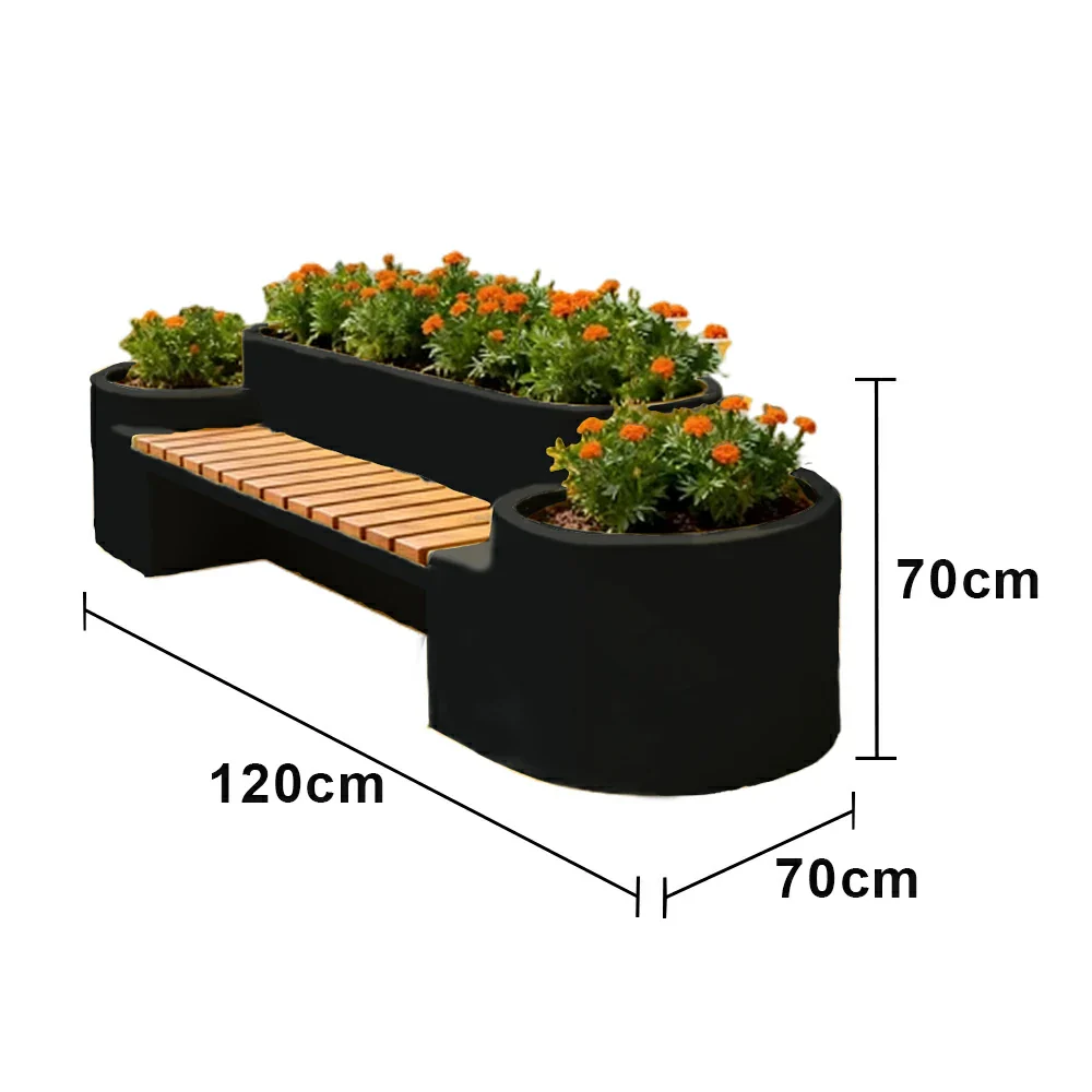 SOLARA 120/150/180cm Outdoor Metal Planter Box Thick Galvanized Steel Frame with High-Temp Coating for Commercial Patio Terrace - Black - Image 6