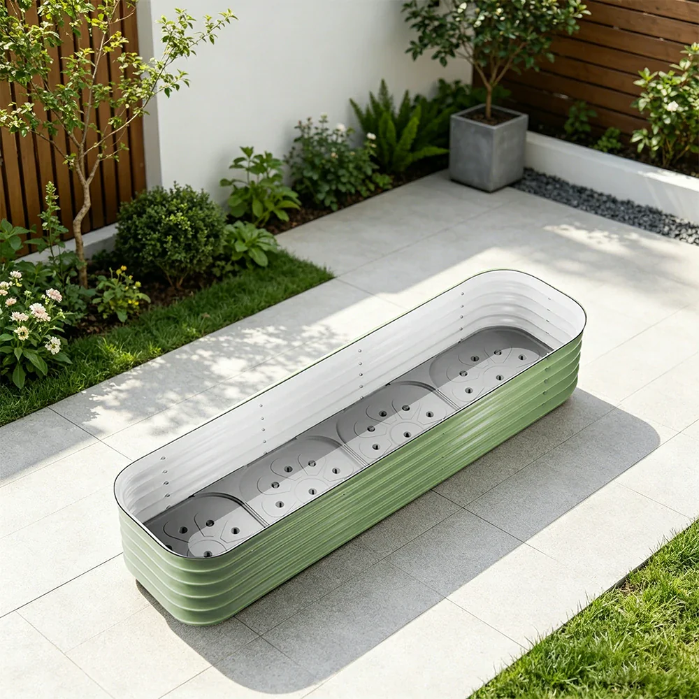 SOLARA Modular Raised Garden Bed with Water Reservoir Reinforced Outdoor Planter Box 160x40x43cm for Balcony Courtyard - Image 2