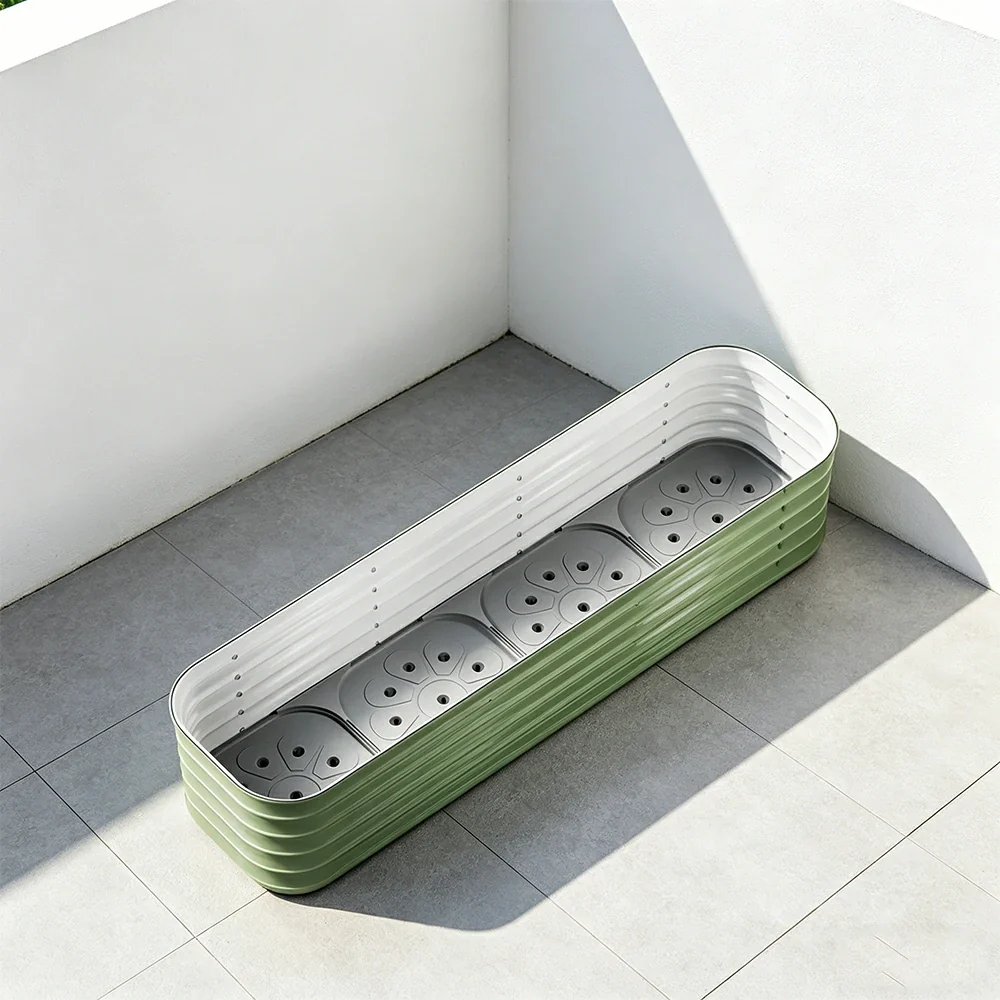 SOLARA Modular Raised Garden Bed with Water Reservoir Reinforced Outdoor Planter Box 160x40x43cm for Balcony Courtyard - Image 5