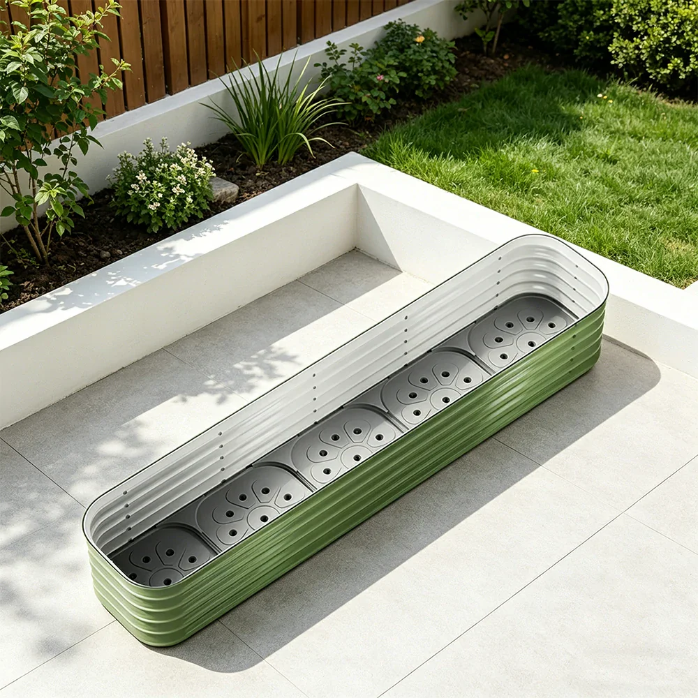 SOLARA Modular Raised Garden Bed with Water Reservoir Reinforced Outdoor Planter Box 200x40x43cm for Balcony Courtyard - Image 4