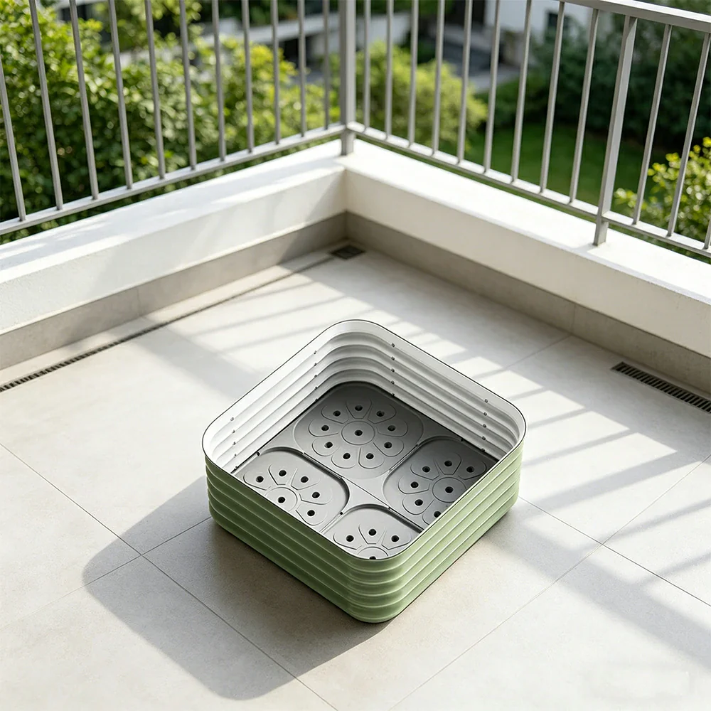 SOLARA Modular Raised Garden Bed with Water Reservoir Reinforced Outdoor Planter Box 80x80x43cm for Balcony Courtyard - Image 4