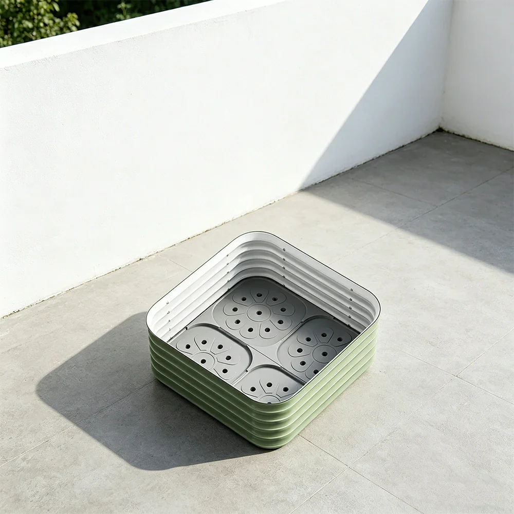 SOLARA Modular Raised Garden Bed with Water Reservoir Reinforced Outdoor Planter Box 80x80x43cm for Balcony Courtyard - Image 6