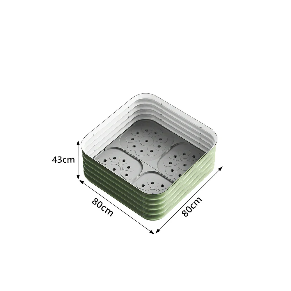 SOLARA Modular Raised Garden Bed with Water Reservoir Reinforced Outdoor Planter Box 80x80x43cm for Balcony Courtyard - Image 8