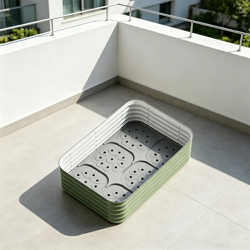 SOLARA Modular Raised Garden Bed with Water Reservoir Reinforced Outdoor Planter Box 120x80x43cm for Balcony Courtyard - Image 2