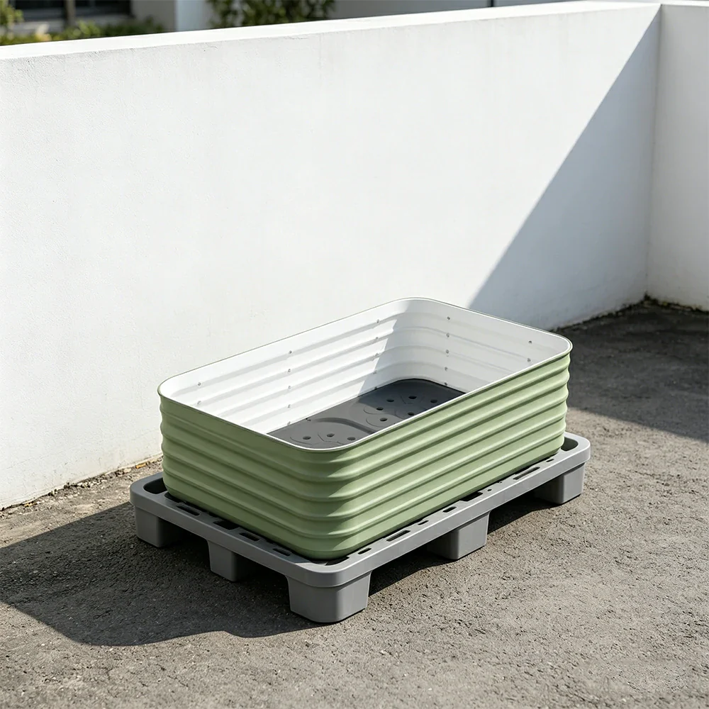 SOLARA Modular Raised Garden Bed with Water Reservoir Reinforced Outdoor Planter Box 120x80x43cm for Balcony Courtyard - Image 4