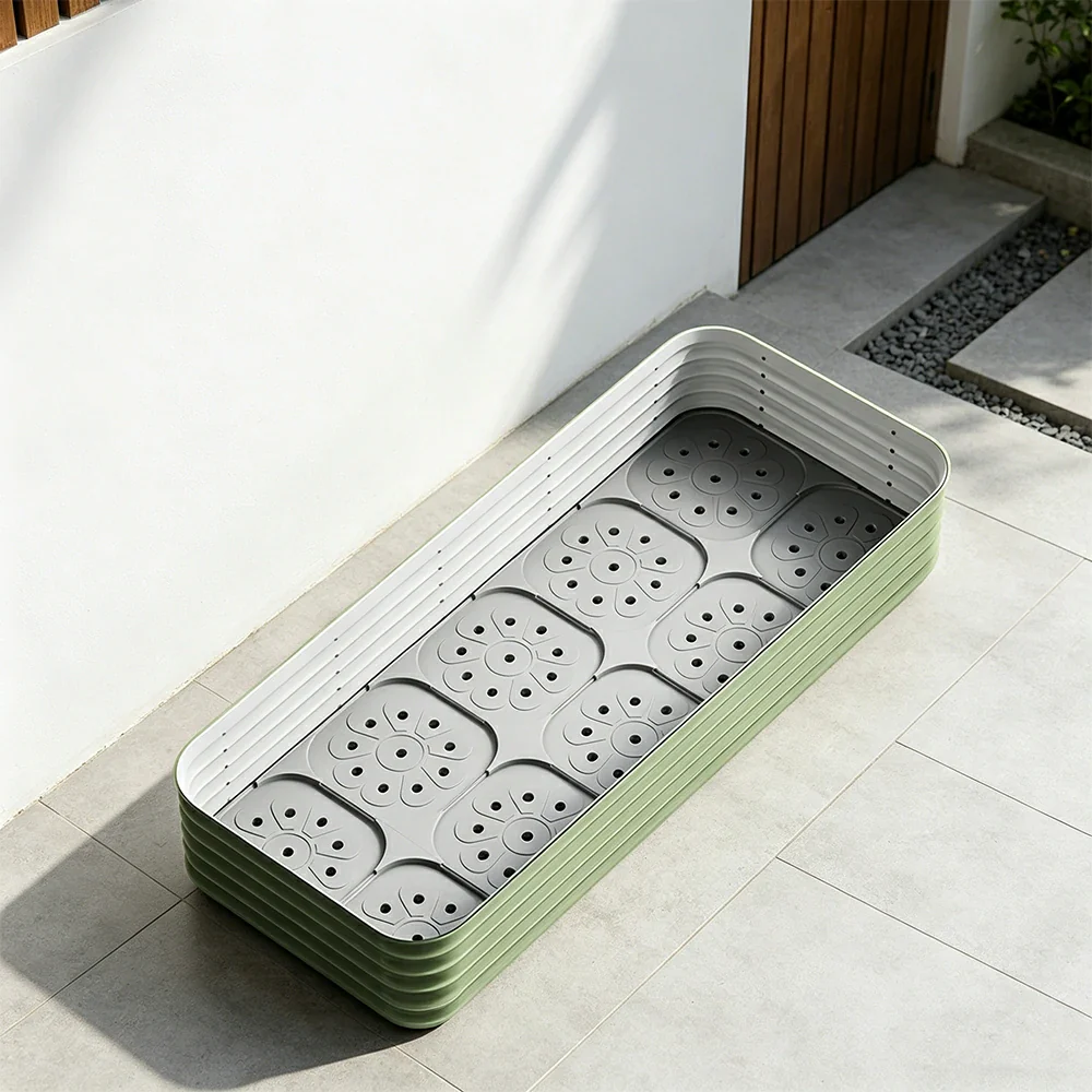 SOLARA Modular Raised Garden Bed with Water Reservoir Reinforced Outdoor Planter Box 200x80x43cm for Balcony Courtyard - Image 4