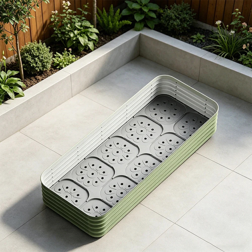 SOLARA Modular Raised Garden Bed with Water Reservoir Reinforced Outdoor Planter Box 200x80x43cm for Balcony Courtyard - Image 5