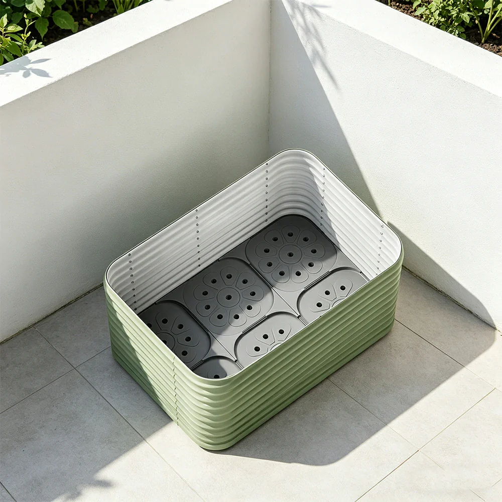 SOLARA Modular Raised Garden Bed with Water Reservoir Reinforced Outdoor Planter Box 120x80x75cm for Balcony Courtyard - Image 4