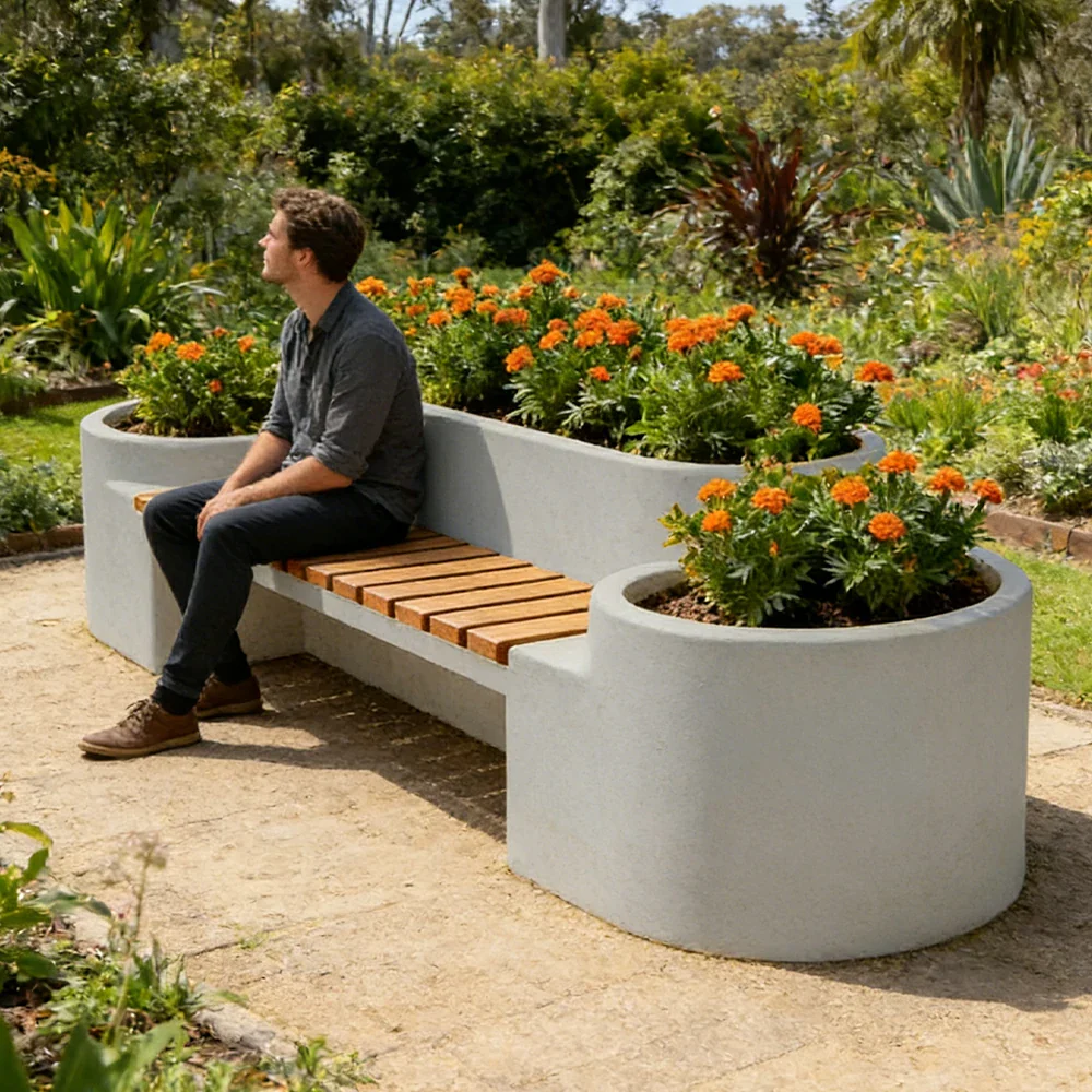 SOLARA 120/150/180cm Outdoor Metal Planter Box Thick Galvanized Steel Frame with High-Temp Coating for Commercial Patio Terrace - White - Image 5