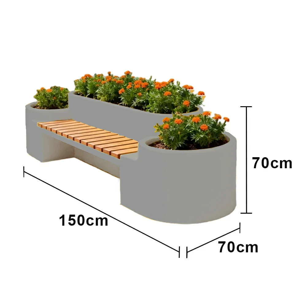 SOLARA 120/150/180cm Outdoor Metal Planter Box Thick Galvanized Steel Frame with High-Temp Coating for Commercial Patio Terrace - White - Image 7