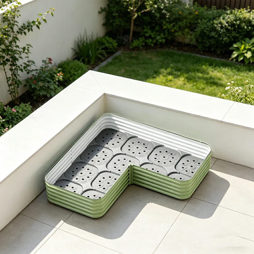 SOLARA Modular Raised Garden Bed with Water Reservoir Reinforced Outdoor Planter Box 160x80x28cm for Balcony Courtyard - Image 2