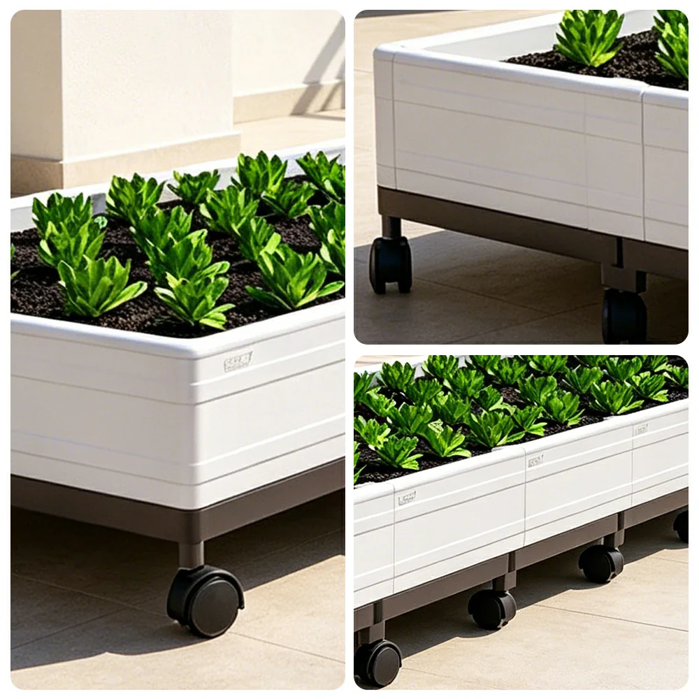 SOLARA Heavy Duty Raised Garden Bed Reinforced PP Outdoor Planter Box 336L for Balcony Patio Garden - White - Image 3