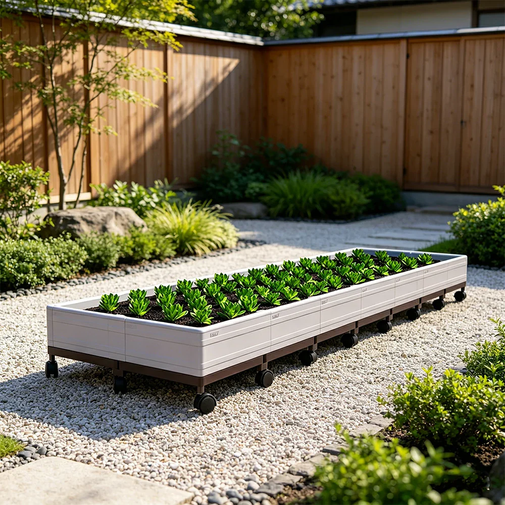 SOLARA Heavy Duty Raised Garden Bed Reinforced PP Outdoor Planter Box 336L for Balcony Patio Garden - White - Image 6