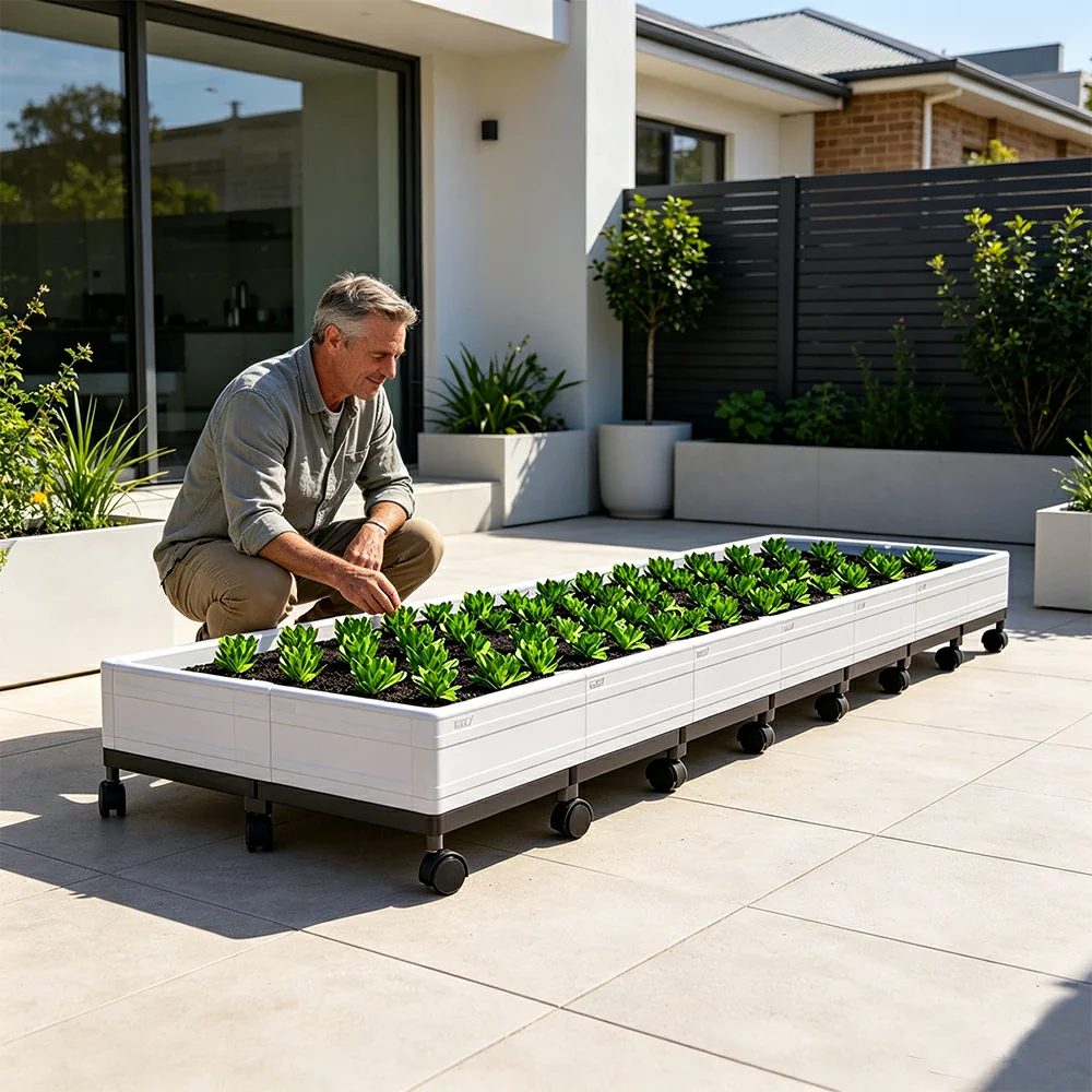 SOLARA Heavy Duty Raised Garden Bed Reinforced PP Outdoor Planter Box 336L for Balcony Patio Garden - White - Image 7