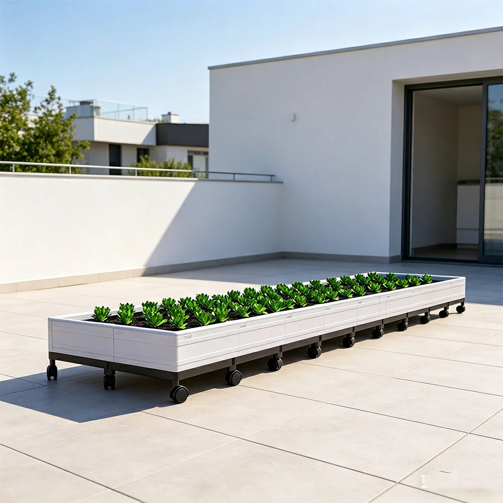 SOLARA Heavy Duty Raised Garden Bed Reinforced PP Outdoor Planter Box 432L for Balcony Patio Garden - White - Image 2