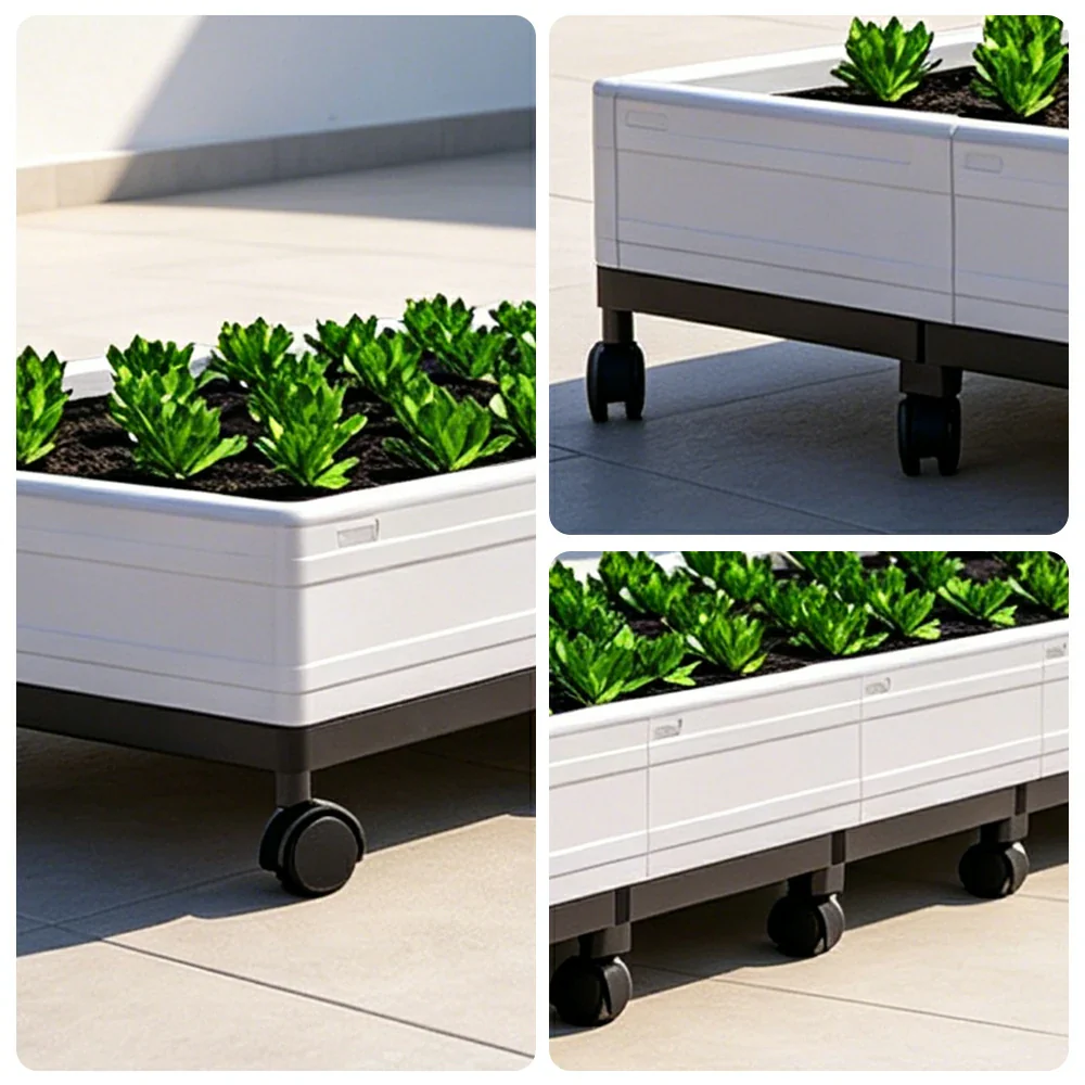 SOLARA Heavy Duty Raised Garden Bed Reinforced PP Outdoor Planter Box 432L for Balcony Patio Garden - White - Image 3