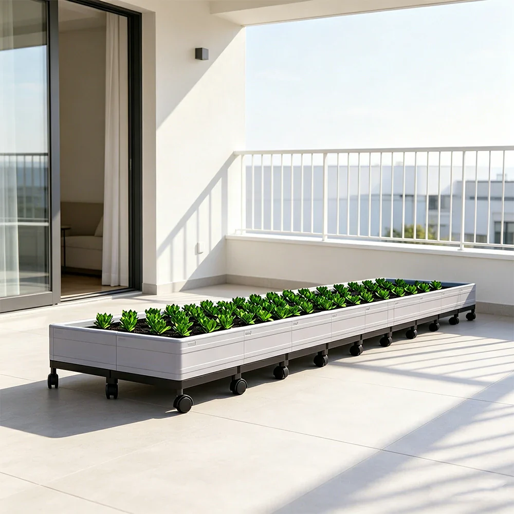 SOLARA Heavy Duty Raised Garden Bed Reinforced PP Outdoor Planter Box 432L for Balcony Patio Garden - White - Image 5