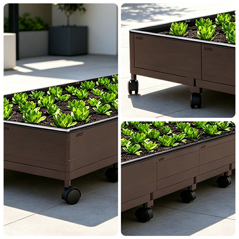 SOLARA Heavy Duty Raised Garden Bed Reinforced PP Outdoor Planter Box 240L for Balcony Patio Garden - Black - Image 3