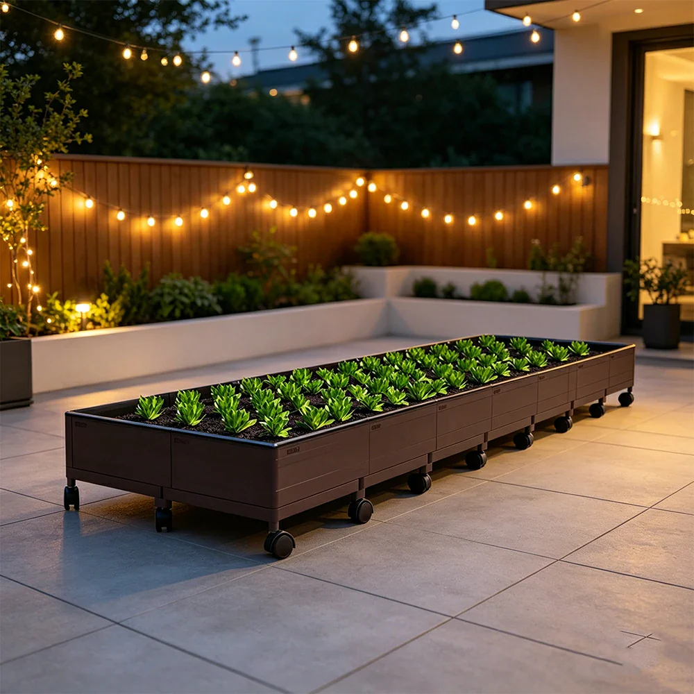 SOLARA Heavy Duty Raised Garden Bed Reinforced PP Outdoor Planter Box 336L for Balcony Patio Garden - Black - Image 4