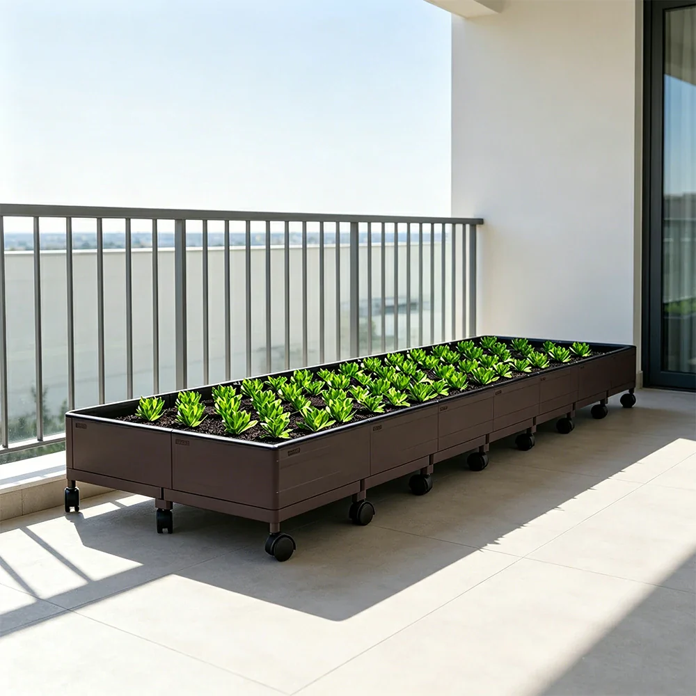 SOLARA Heavy Duty Raised Garden Bed Reinforced PP Outdoor Planter Box 336L for Balcony Patio Garden - Black - Image 6