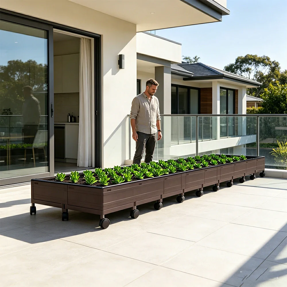 SOLARA Heavy Duty Raised Garden Bed Reinforced PP Outdoor Planter Box 432L for Balcony Patio Garden - Black - Image 6