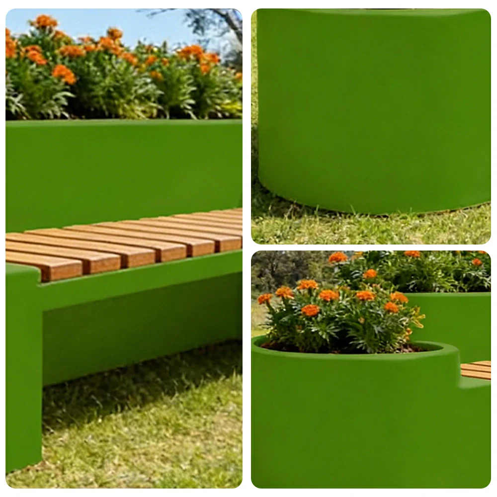 SOLARA 120/150/180cm Outdoor Metal Planter Box Thick Galvanized Steel Frame with High-Temp Coating for Commercial Patio Terrace - Green - Image 3