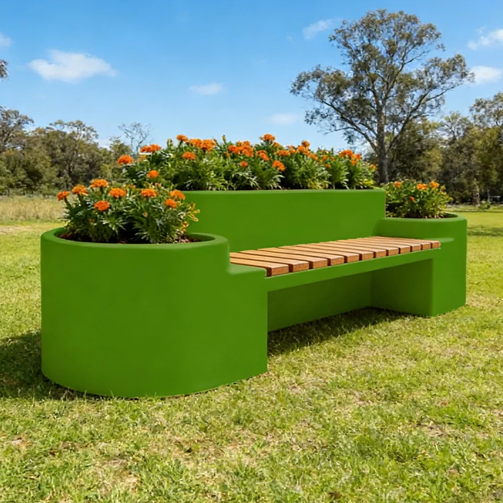SOLARA 120/150/180cm Outdoor Metal Planter Box Thick Galvanized Steel Frame with High-Temp Coating for Commercial Patio Terrace - Green - Image 4