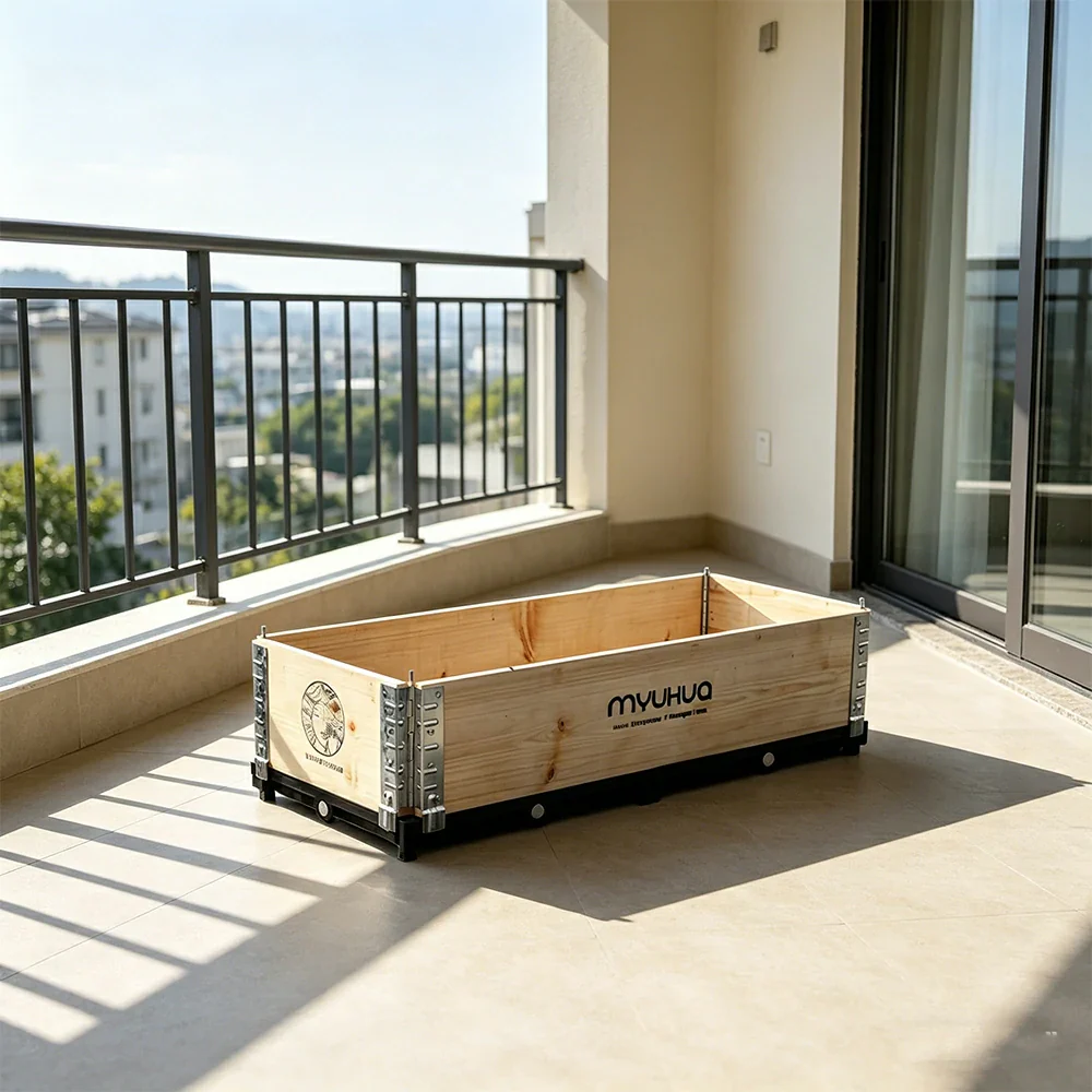 SOLARA Solid Wood Raised Garden Bed with Reinforced Frame Grow Bag Planter Box 100x40x26.5cm for Balcony Patio - Image 4