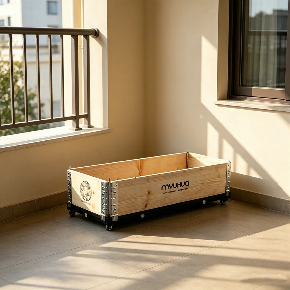 SOLARA Solid Wood Raised Garden Bed with Reinforced Frame Grow Bag Planter Box 100x40x26.5cm for Balcony Patio - Image 6