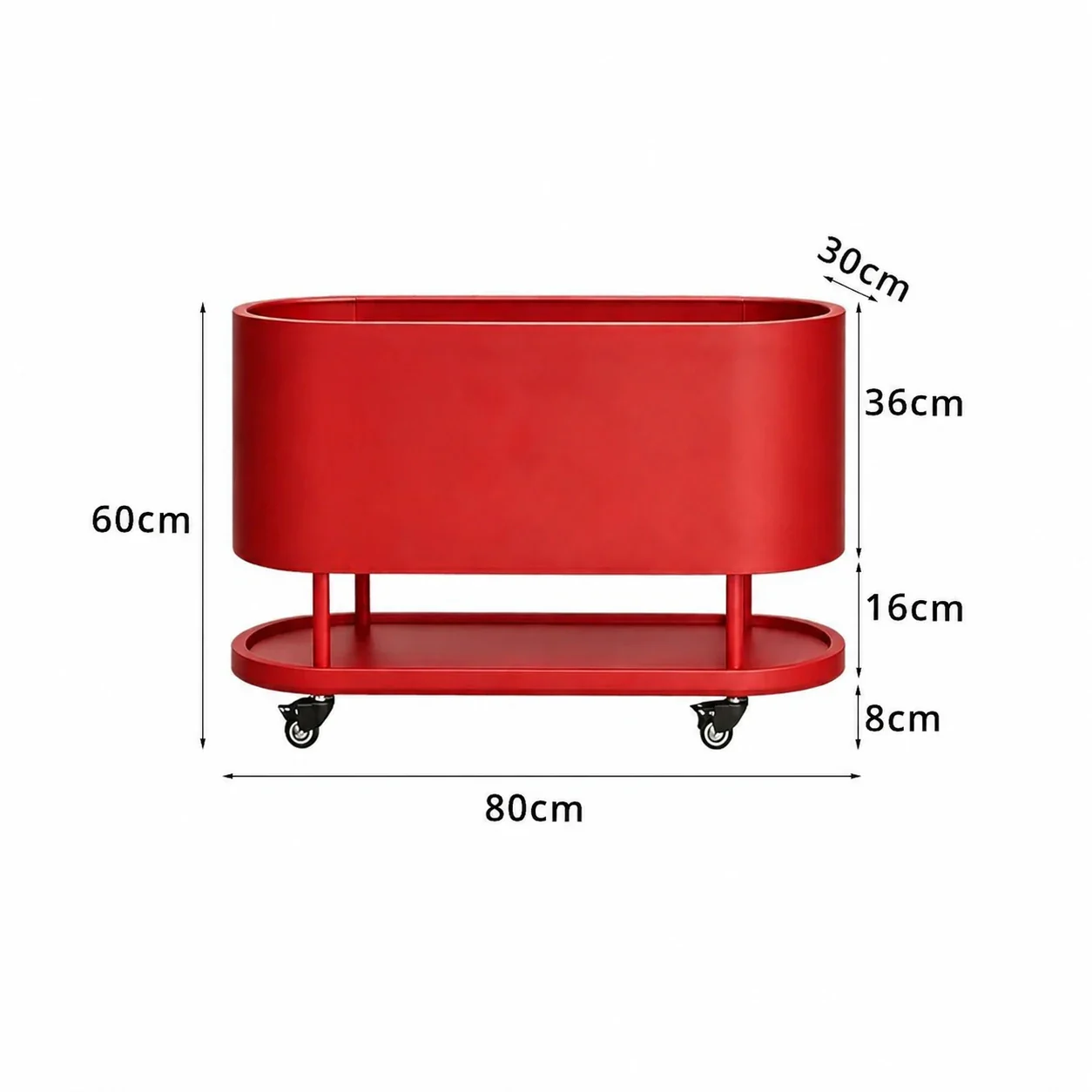 SOLARA Mobile Planter Box with Stainless Steel Frame Leak-Proof Rolling Garden Bed 80/100/120cm for Indoor Outdoor - Red - Image 6