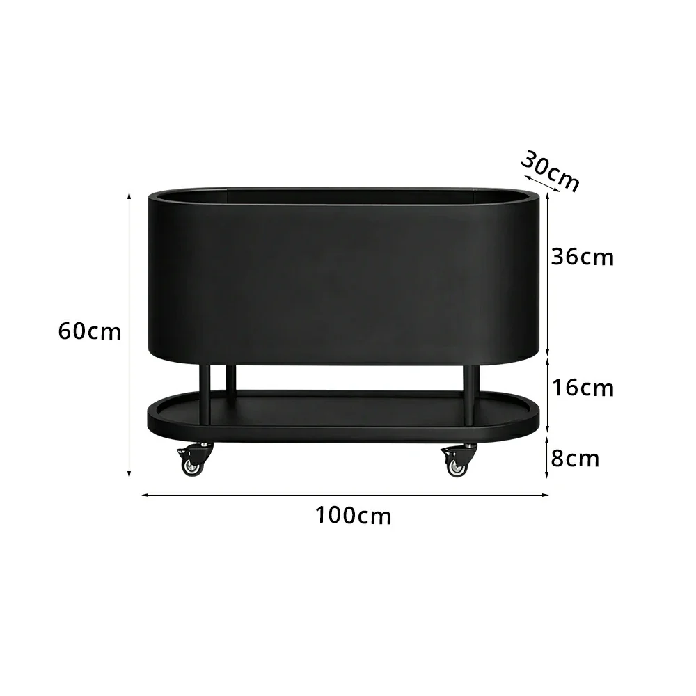 SOLARA Mobile Planter Box with Stainless Steel Frame Leak-Proof Rolling Garden Bed 80/100/120cm for Indoor Outdoor - Black - Image 8