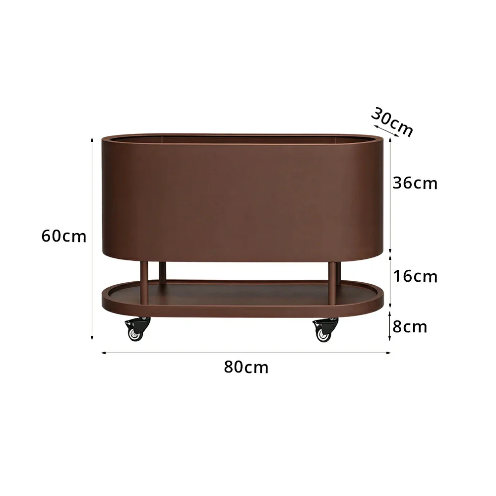 SOLARA Mobile Planter Box with Stainless Steel Frame Leak-Proof Rolling Garden Bed 80/100/120cm for Indoor Outdoor - Brown - Image 7