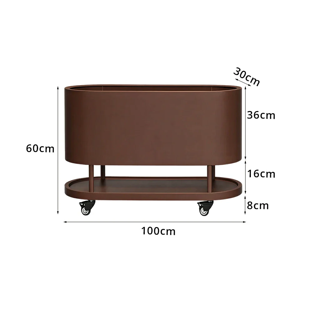 SOLARA Mobile Planter Box with Stainless Steel Frame Leak-Proof Rolling Garden Bed 80/100/120cm for Indoor Outdoor - Brown - Image 8
