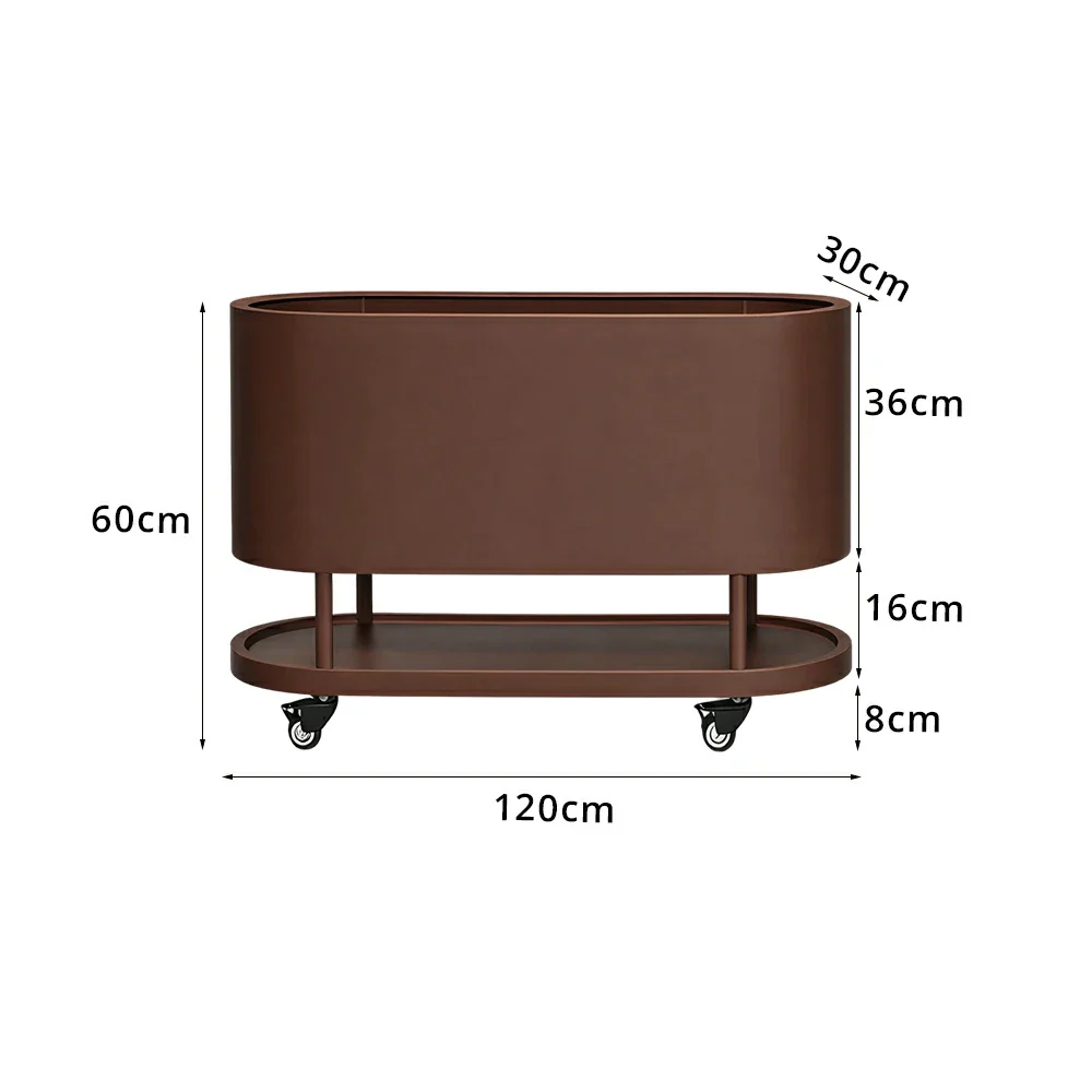 SOLARA Mobile Planter Box with Stainless Steel Frame Leak-Proof Rolling Garden Bed 80/100/120cm for Indoor Outdoor - Brown - Image 9