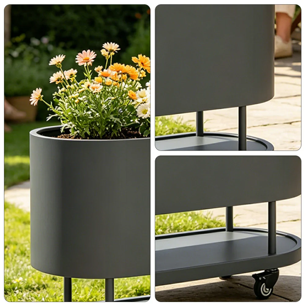 SOLARA Mobile Planter Box with Stainless Steel Frame Leak-Proof Rolling Garden Bed 80/100/120cm for Indoor Outdoor - Grey - Image 3