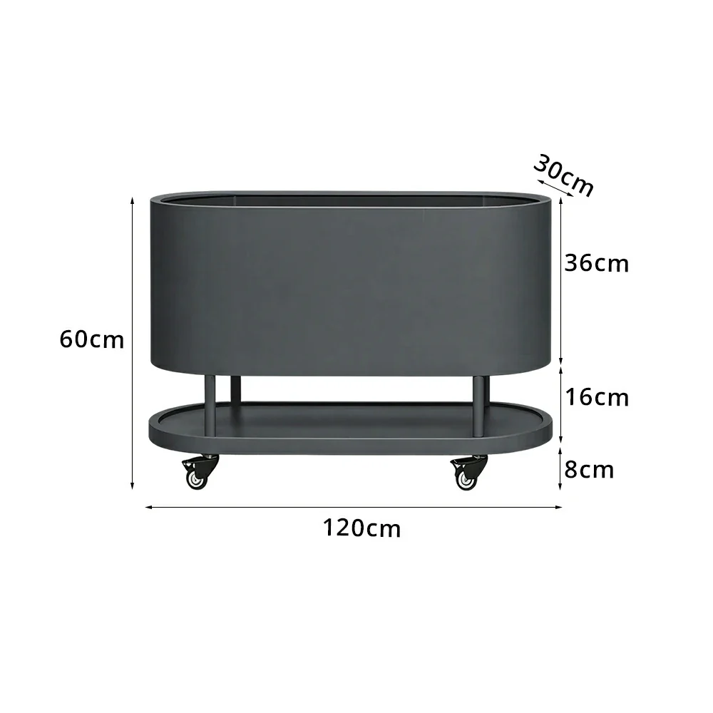 SOLARA Mobile Planter Box with Stainless Steel Frame Leak-Proof Rolling Garden Bed 80/100/120cm for Indoor Outdoor - Grey - Image 9