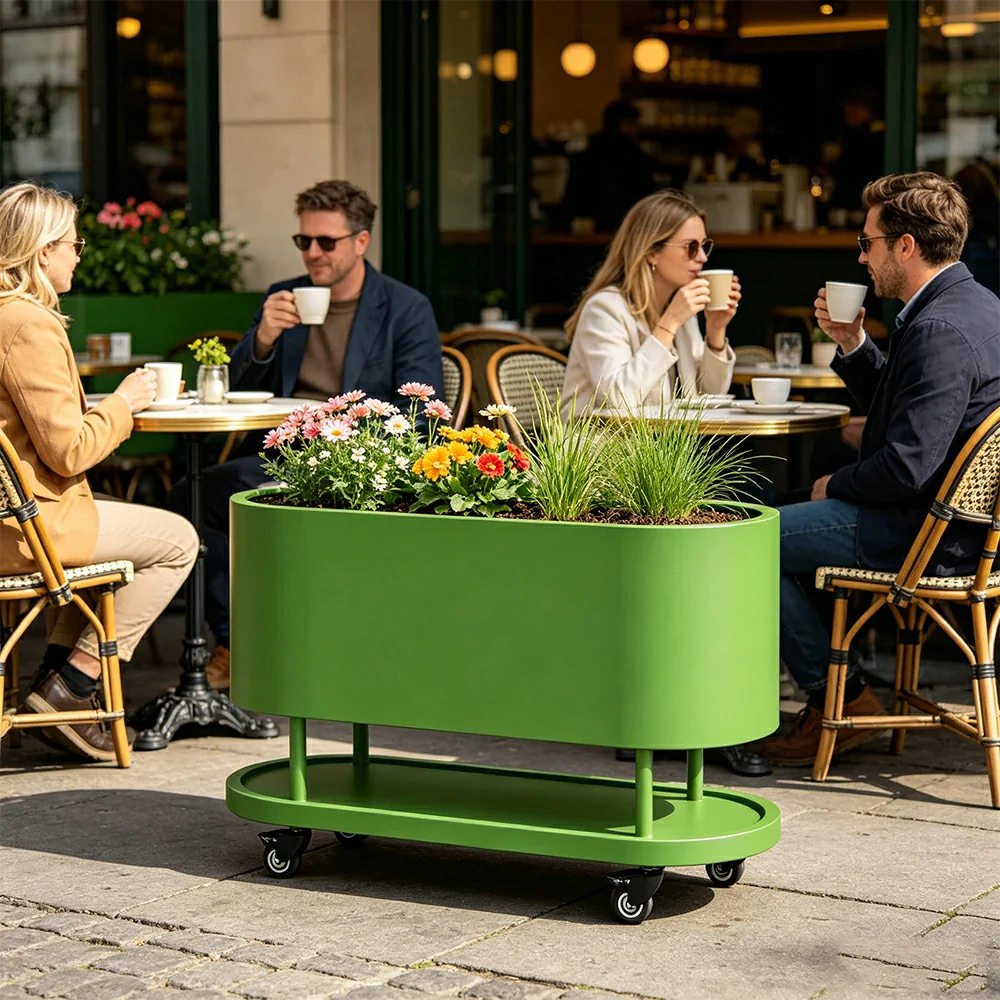 SOLARA Mobile Planter Box with Stainless Steel Frame Leak-Proof Rolling Garden Bed 80/100/120cm for Indoor Outdoor - Green - Image 4