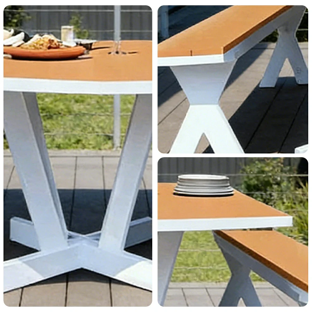 SOLARA Park Leisure Bench Metal Frame with Weather-Resistant Finish 160cm for Park Courtyard Commercial Street - Image 3