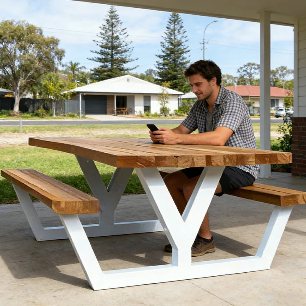 SOLARA Outdoor Park Bench Reliable Support with High-Temp Coated Finish 160cm for Community Plaza Commercial Space - Image 5