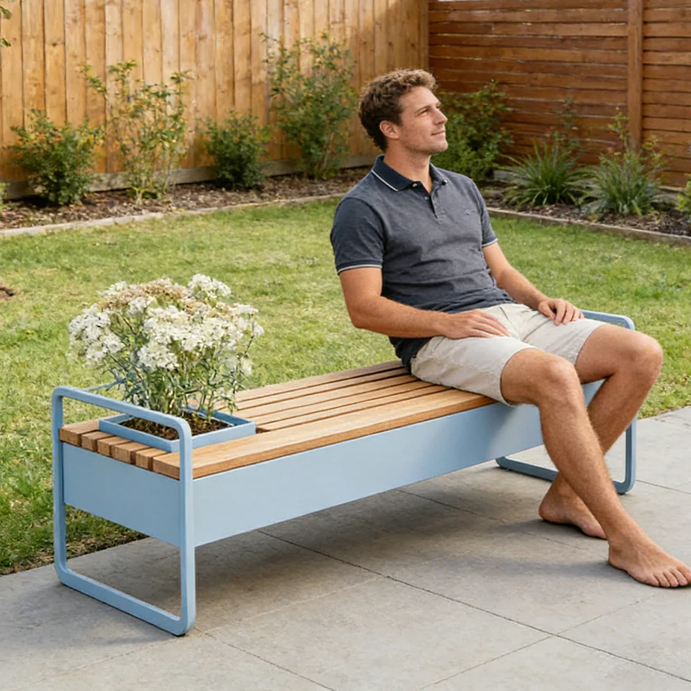 SOLARA 180/200/220cm Outdoor Planter Bench Greenery and Seating in One for Plaza Scenic Area Community Courtyard - Image 5