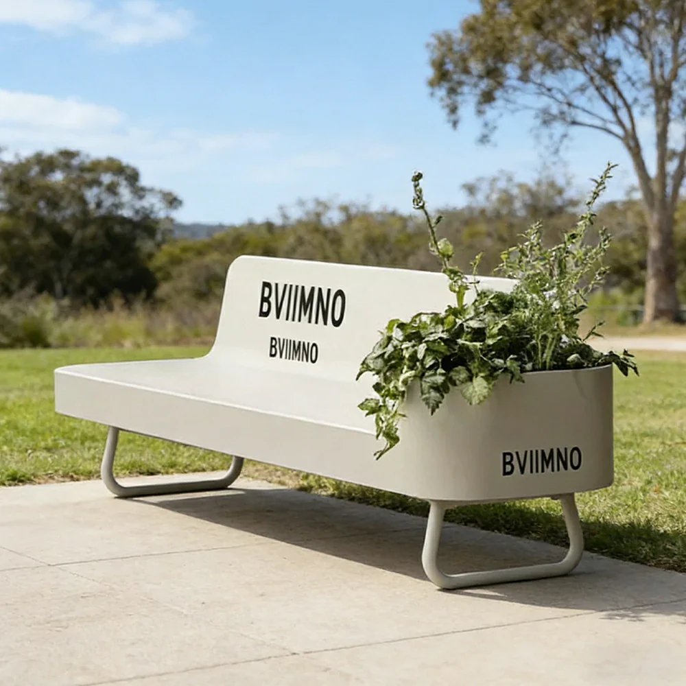 SOLARA 180/200/220cm Outdoor Planter Bench Greenery and Seating in One for Plaza Scenic Area Community Courtyard - Image 2